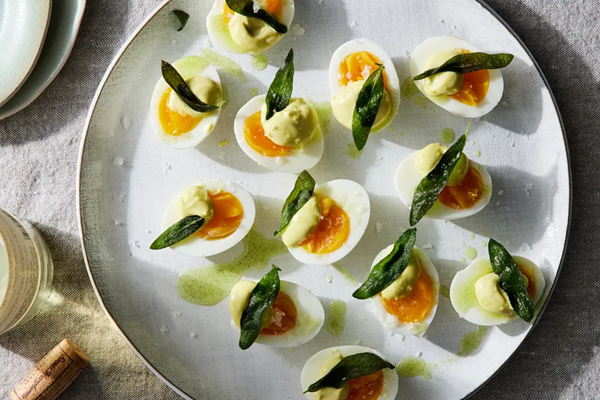 Soft-boiled eggs, sage aioli & fried sage