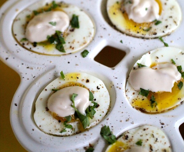 Soft-boiled eggs with anchovy mayonnaise