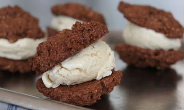 Soft choc-chip cookie ice-cream sandwiches