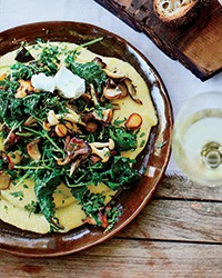 Soft polenta with mixed mushrooms and gremolata