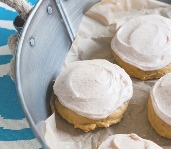 Soft pumpkin cookies with cinnamon sugar frosting