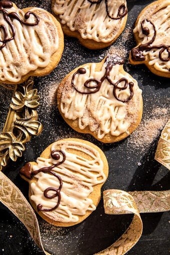 Soft pumpkin sugar cookies with cinnamon brown butter frosting