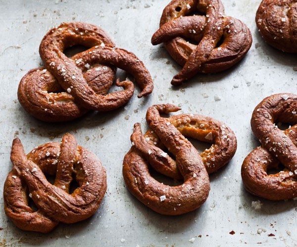 Soft rye pretzels