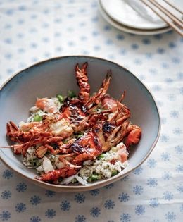 Soft-shell crab on crab rice