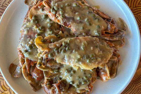 Soft-shell crab piccata