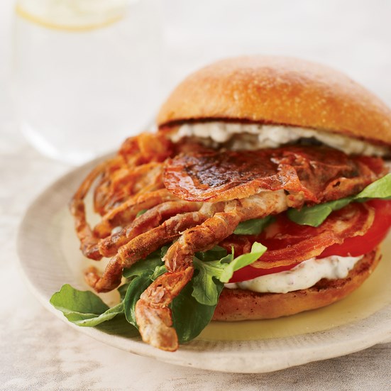 Soft-shell crab sandwiches with pancetta and remoulade [Bruce Sherman]