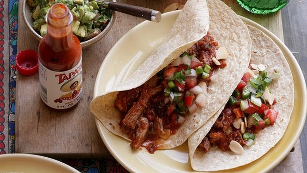 Soft tacos with smoky shredded pork
