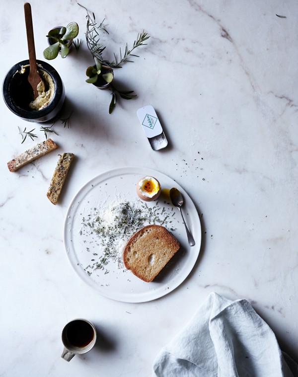 Soldiers with burnt butter, rosemary and Parmesan