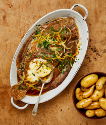 Sole Grenobloise with saffron and preserved lemon