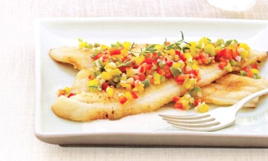 Sole with coconut ginger sauce (Linguado e pimentões com molho de côco e gingibre)