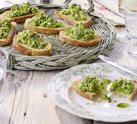 Sophie Bruce's mint and pea bruschetta 