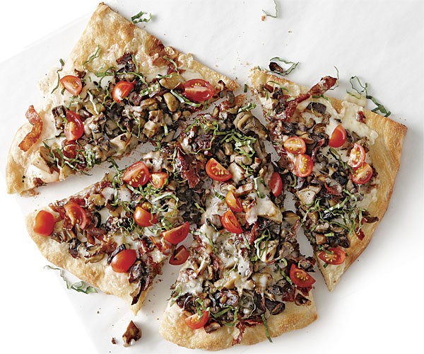 Soppressata-mushroom pizza