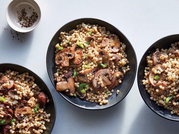 Sorghum with mushrooms and miso