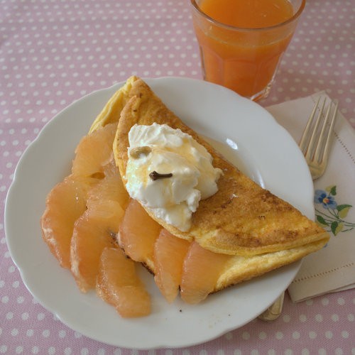 Soufflé omelettes with Florida grapefruit & spiced syrup
