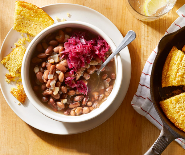 Soup beans with cornbread & kraut