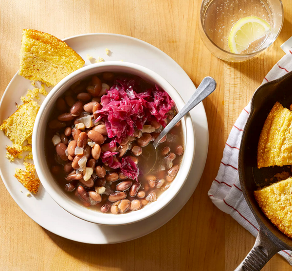 Soup beans with cornbread & kraut