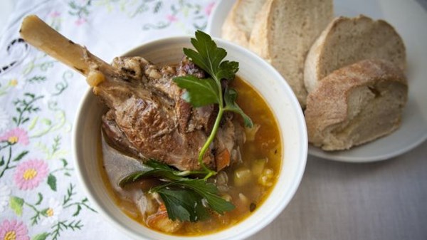 Soupe au pistou with lamb shanks
