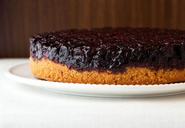 Sour cherry & almond upside-down cake