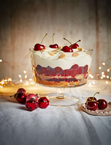 Sour cherry and almond trifle