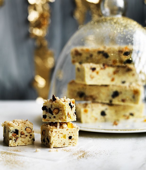 Sour-cherry and roasted-almond white Christmas