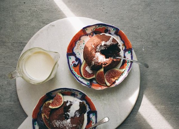 Sour cherry chocolate puddle cake