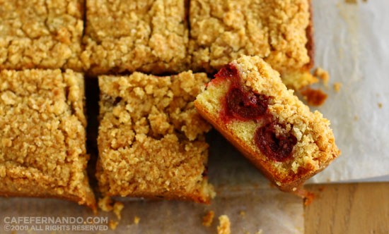 Sour cherry crumb bars