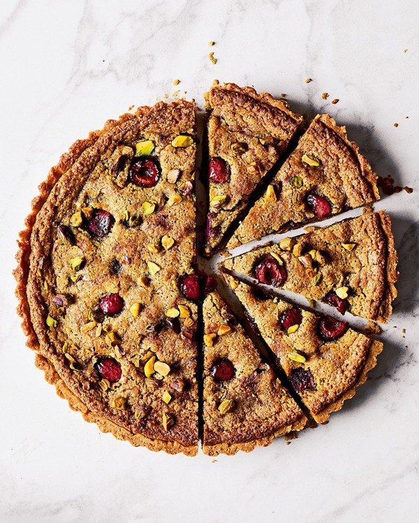 Sour cherry, pistachio and cardamom Bakewell