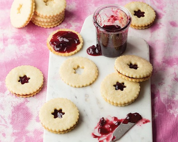 Sour cherry shortbread Linzer cookies