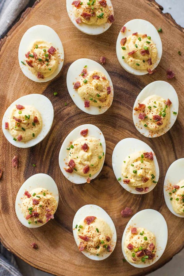 Sour cream and bacon deviled eggs