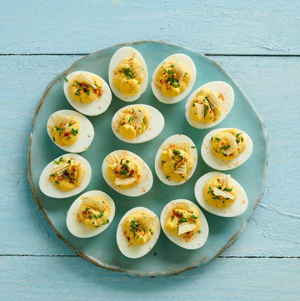 Sour cream and onion deviled eggs