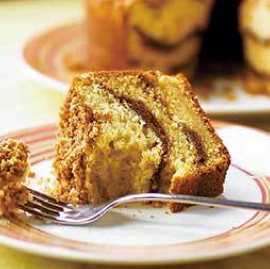 Sour cream coffee cake with brown sugar-pecan streusel