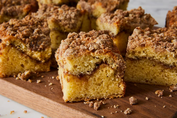 Sour cream coffee cake with cinnamon swirl
