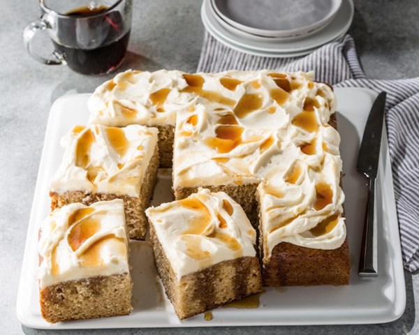 Sour cream maple cake with maple buttercream frosting