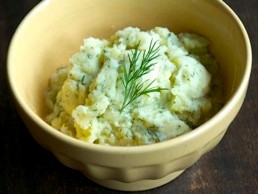 Sour cream mashed rutabagas with fresh dill