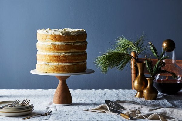 Sour cream naked cake with buttercream frosting