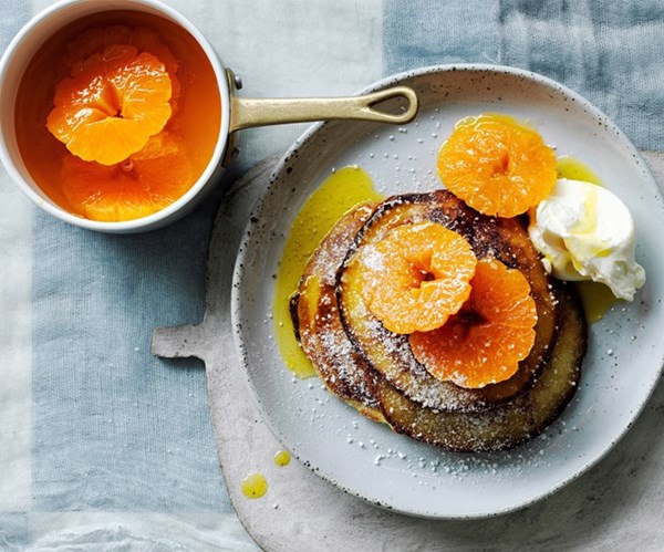 Sour cream pancakes with Suzette sauce