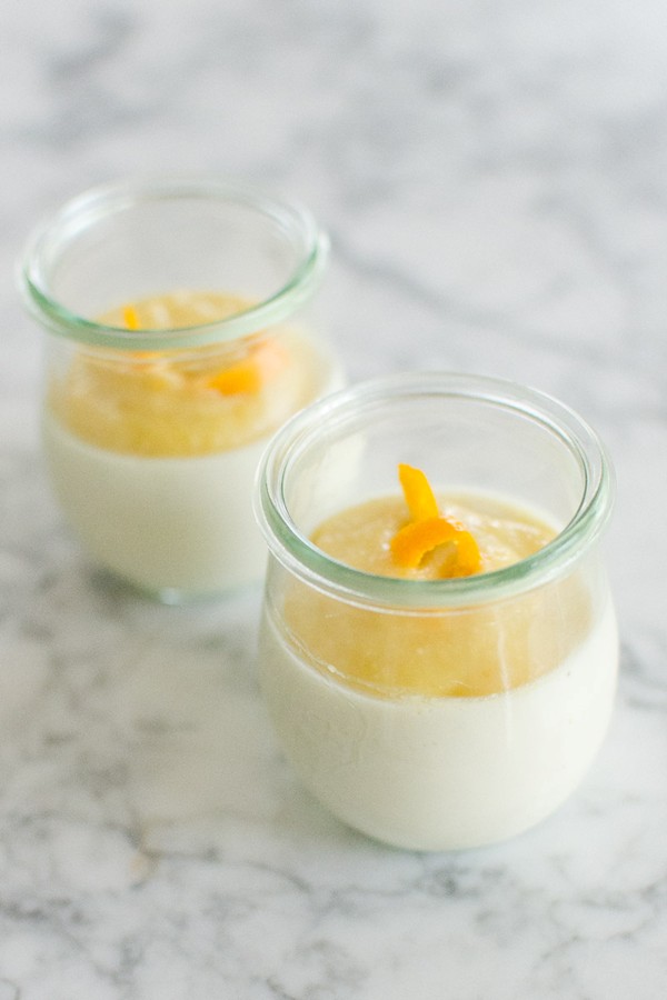 Sour cream panna cotta with clementine curd