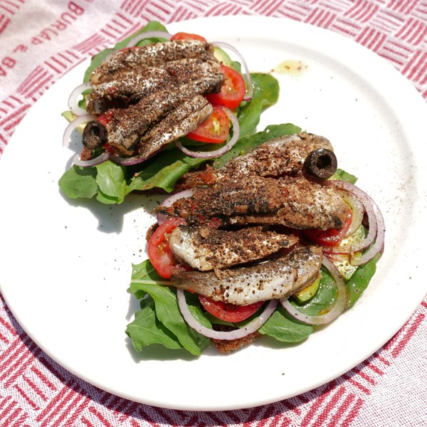 Sour plum sardine toast