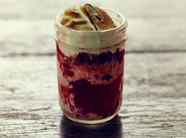 Sour raspberry floats with marshmallow crème