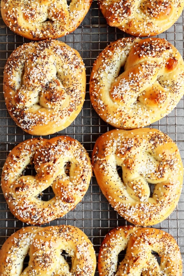 Sourdough everything pretzels