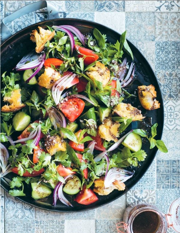 Sourdough fattoush salad
