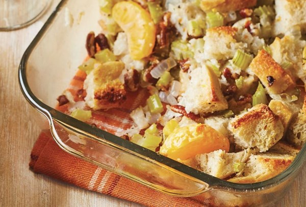 Sourdough-orange dressing with pecans & rosemary