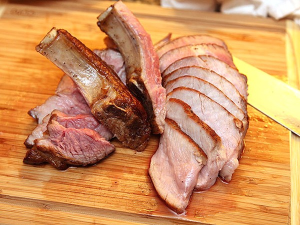Sous-vide double cut pork chops