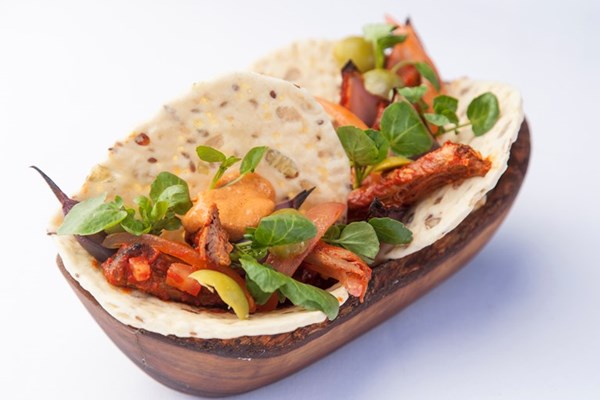  Sous vide oxtail tacos with sun-dried tomato, ras el hanout and olive