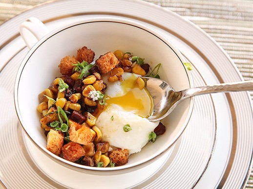 Sous-vide soft poached eggs