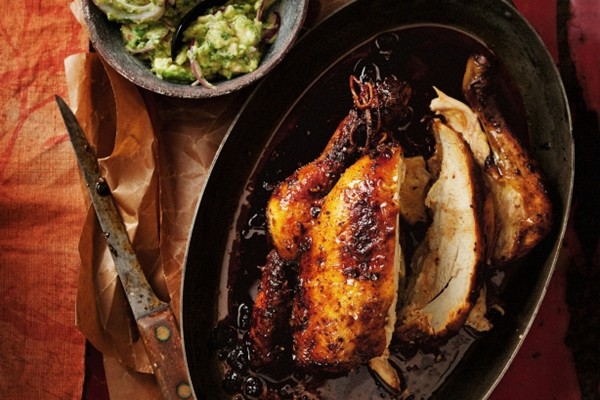 South American roast chicken with guacamole
