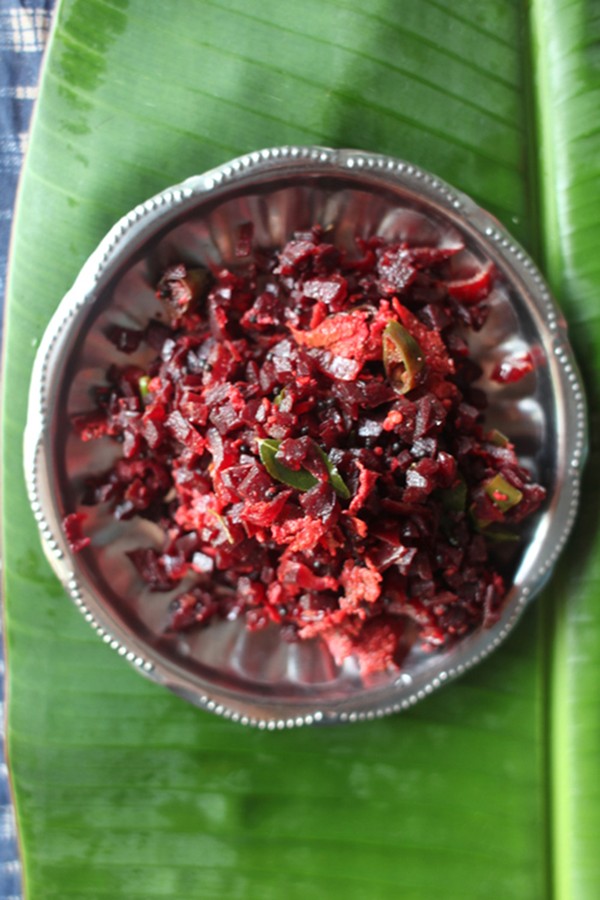 South Indian beet stir-fry (Beetroot thoran)