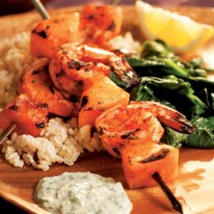 South Indian shrimp kebabs with cilantro sauce