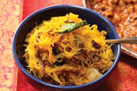South Indian stir-fried spaghetti squash (Spaghetti squash poriyal)