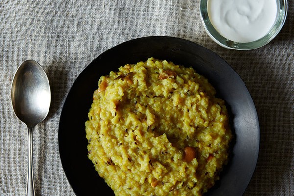 South Indian style rice & mung bean risotto (Savory 'venn pongal')